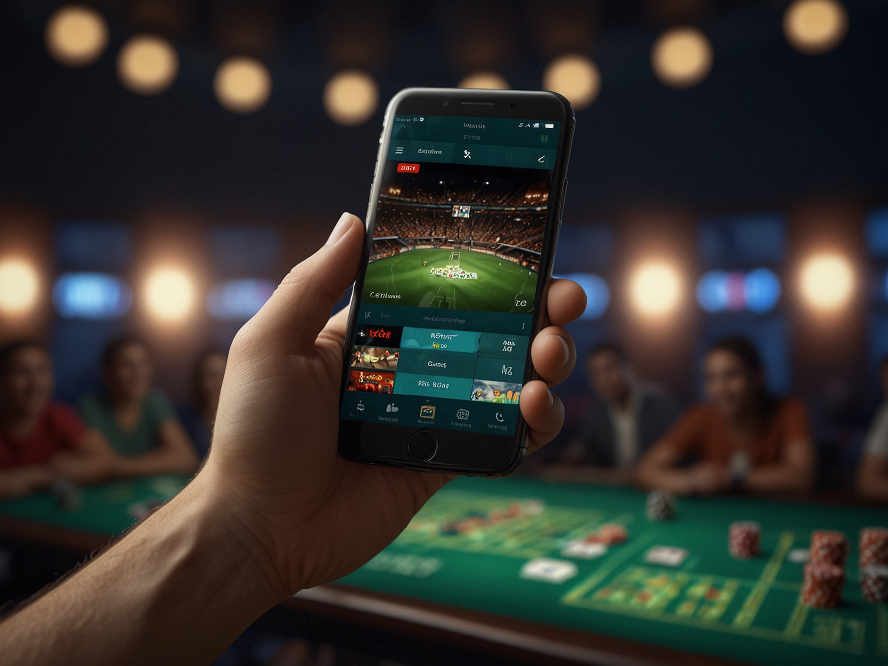 Игрок празднует победу с телефоном - Казино Banda